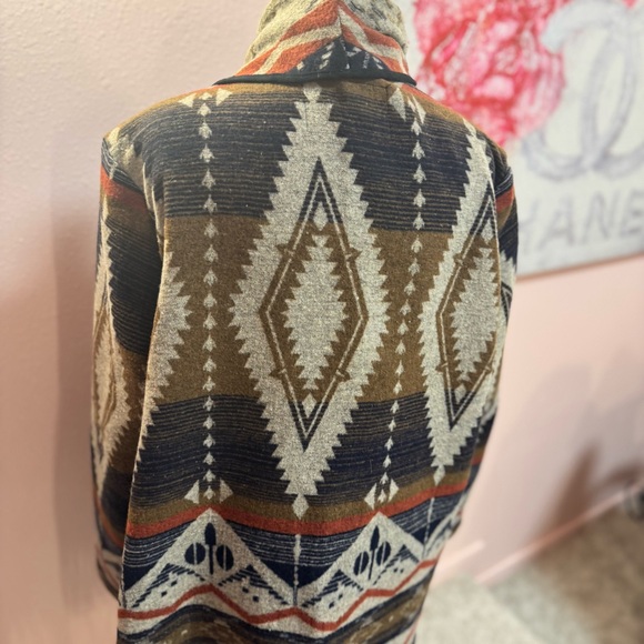 Boho Fringe Open Front Jacket - Multicolor Aztec - Picture 4 of 7